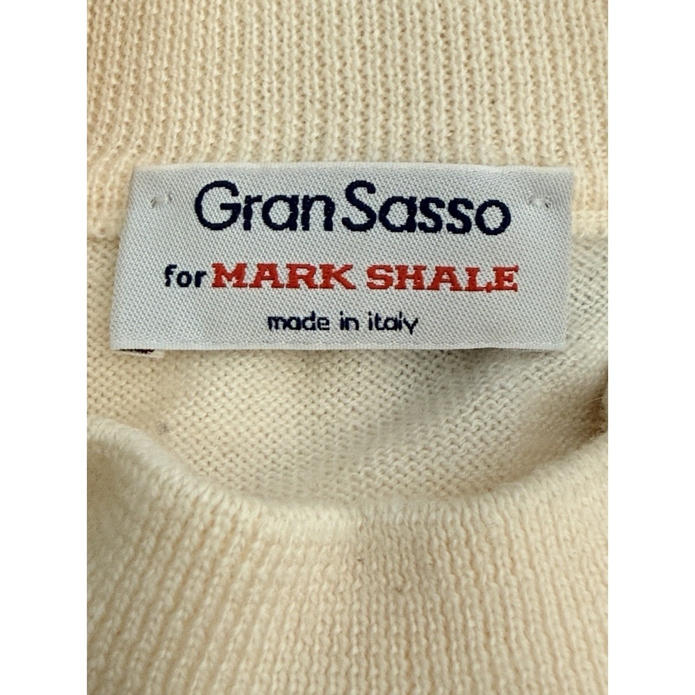 Gran Sasso Mark Shale Sweater Men L Italian Virgin Wool Mock Neck Ivory Butter - Picture 6 of 7